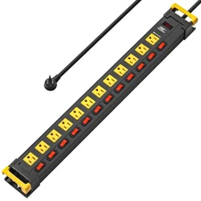 12 Outlets Metal Surge Protector Power Strip,With Individual Switches,9FT Cord