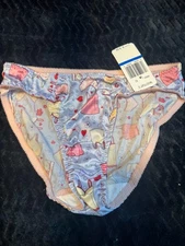 NWT VINTAGE WARNERS SECOND SKIN SATIN M BIKINI BLUE PATTERN NIGHTIE Y2K 90s