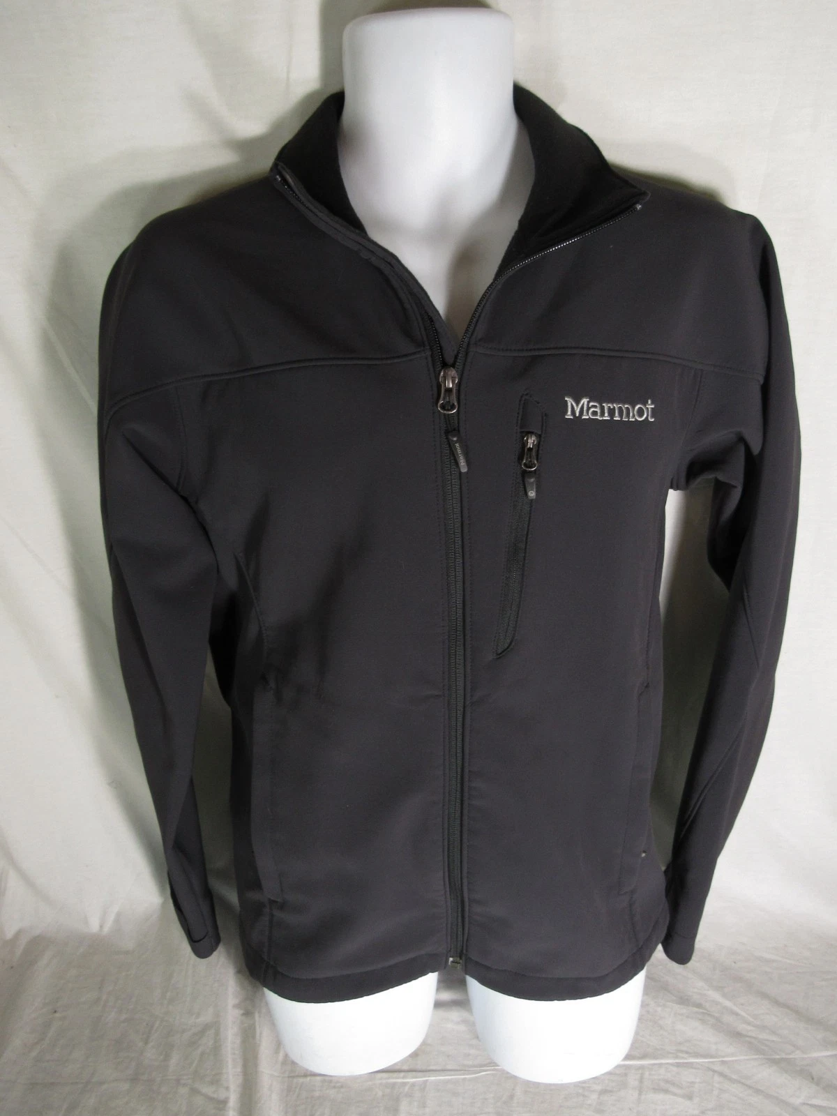 Marmot Full Zip Jacket SMALL Lightweight Black Fleece Lined