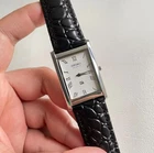Vintage Seiko Slim Tank Quartz Men White  Dial Dress Watch-Free DDP Shipping