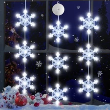 3Pcs Christmas Window Lights Decorations with Timer, Battery Powered Christma...