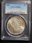 Beautiful 1885 Morgan Silver Dollar PCGS Graded MS 63
