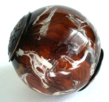 4"~SPHERE~Marbled~BROWN~Decorative Ball~METAL~Embossed~CAPS~Plastic~RESIN~Vinyl