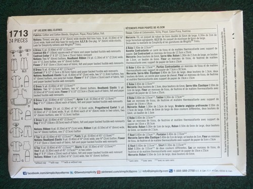 Simplicity Doll Patterns ~ All Patterns are Size 18 * ~ * ~ * ~ * ~ Listing 1478 - Picture 73 of 113