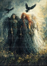 The Morrigan Art Print Celtic Goddess Raven Warrior Myth Fantasy Feminine AC61