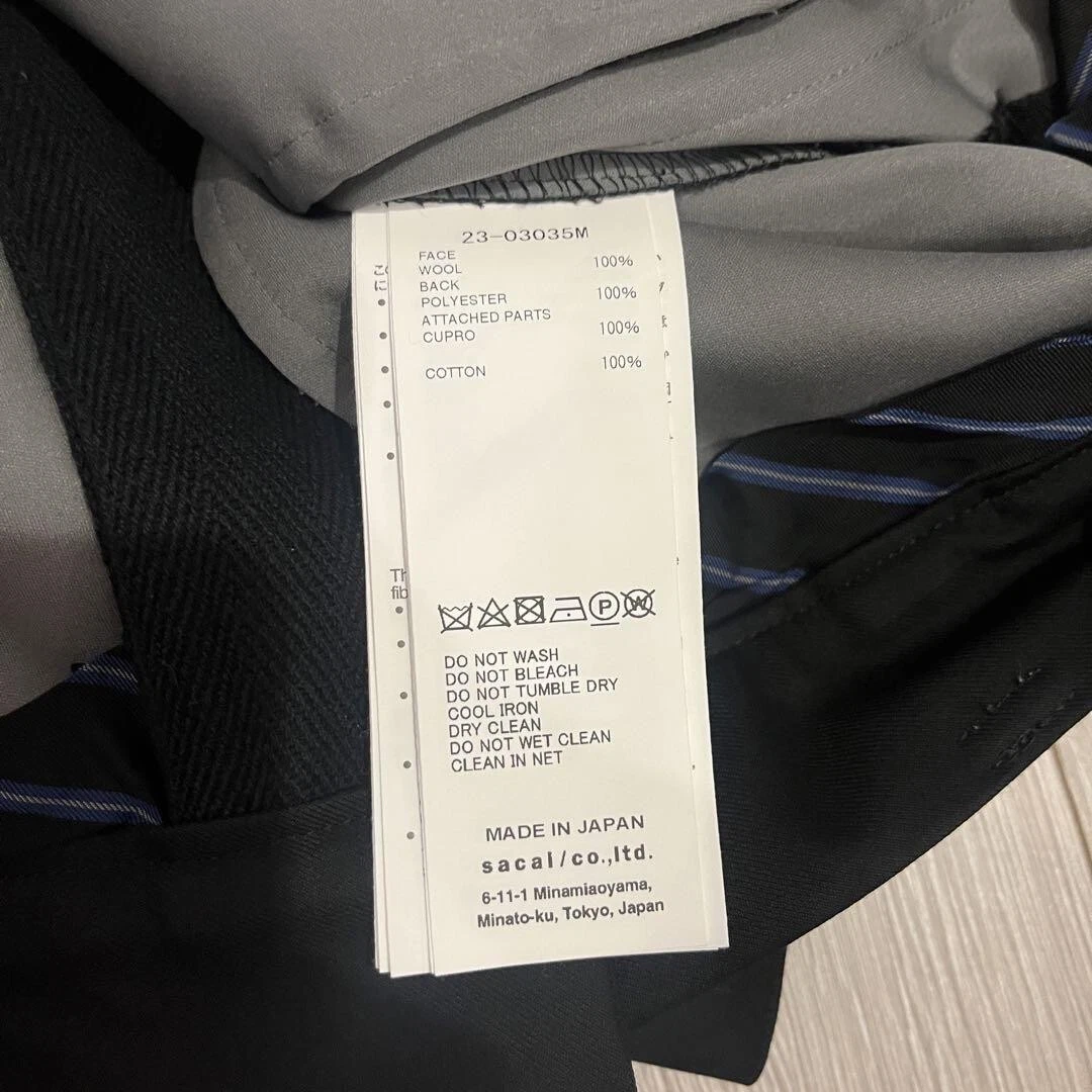 Sacai Loro Piana SS 2023 pantaloncino nero lana