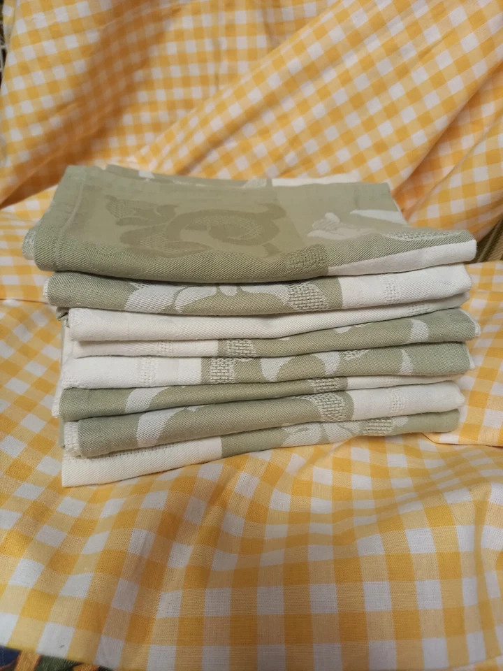 1 NAPPE et 8 serviettes FLEUR 165 LJF Le Jacquard Français 100% Coton - Photo 3/4