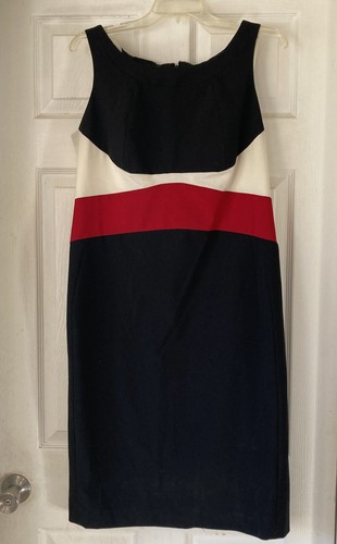 Cream Wool Blend Colorblock Dress Sz 12 