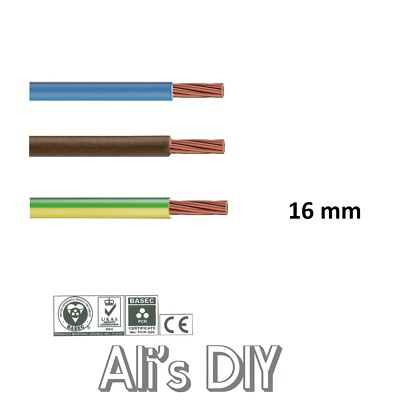 16 mm Einzelader Leerrohrkabel 6491X blau braun Erde gelb / grün Draht