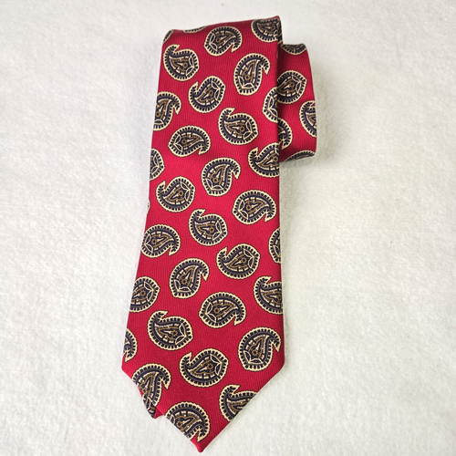 Cravatta uomo Robert Talbott Nordstrom seta rossa cucita a mano paisley made in USA 57" - Foto 3 di 5