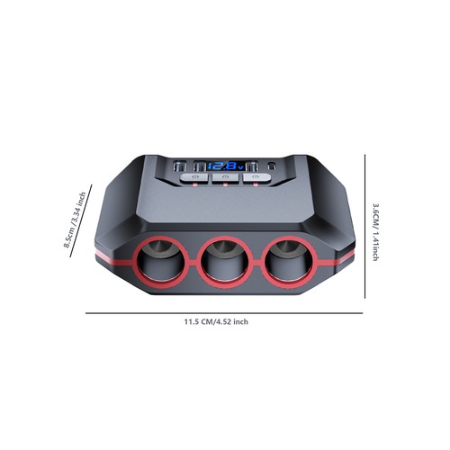 120W USB C Charger For Car 3 Socket Car USB Adapter Car Charging Adapter 12V-24V - Photo 3 sur 8