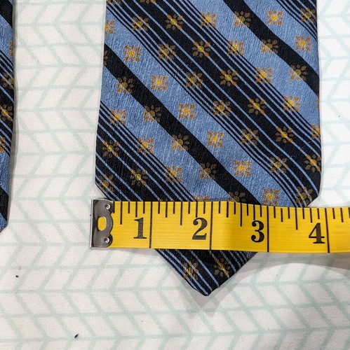 Vtg 90s Structure Tie Maroon Blue Stripes Orange Flower Pattern 58.5"Lx4"W Silk - Picture 5 of 7