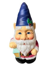 Christmas Holiday Time 11” Blow Mold Table Top Gnome Lights Up NEW