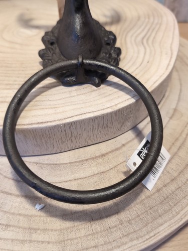 Cast Iron Rustic Towel Ring Stag Antlers Head Wall Mount Bathroom Towels Holder - Picture 2 of 5