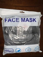 100 PCS Disposable Face Mask Non Medical Surgical 3 Ply Ear loop Black Masks USA