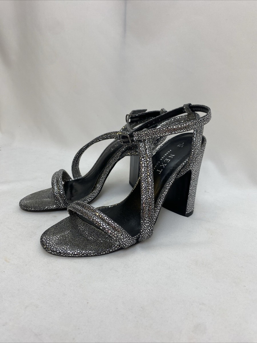 Next Forever Comfort Silver Sparkly Heels Strappy Sandals UK EU