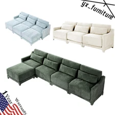 2-4 Seat Elegant Chenille Sponge Sofa Set Lumbar Pillow Living Room w/O Ottoman