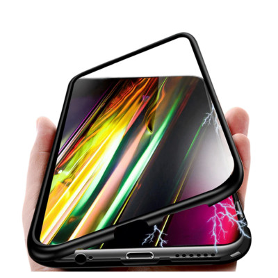 For HUAWEI P SMART Z MAGNETIC CASE BACK TEMPERED GLASS METAL BLACK BUMPER COVER