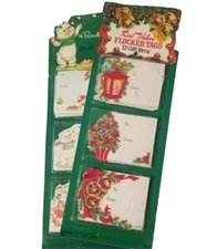 Christmas Gift Tags Eureka Paper Magic Flocked and Personality Bears 80s Vintage