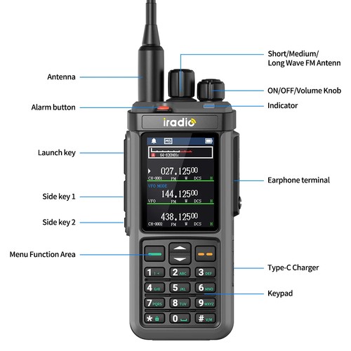 Walkie Talkie UV-98 PLUS 10W Repetidor de Banda Cruzada HF AM FM USB LSB CW CB SW MW LW - Imagen 21 de 23