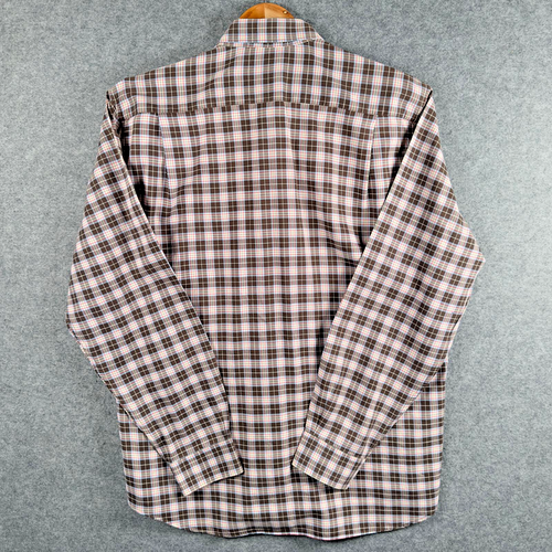 Barbour Shirt Mens Extra Large Brown Plaid Check Long Sleeve Regular Fit Twill - Imagen 3 de 14