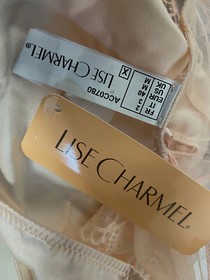 $148 Lise Charmel Women's Pink Stretch Lace Trim Italian Bikini Panties Size M