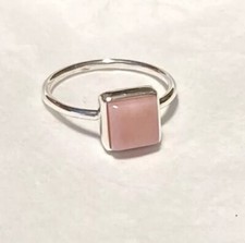 Lovely Peruvian Pink Opal Ring 925 Sterling Silver Size 7