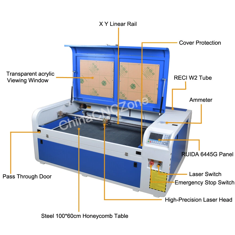 CO2 100W 1060 Laser Cutter Machine Laser Engraving RECI 5000W Chiller Stand  AU