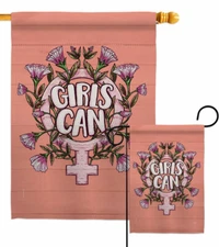 Girl Can Garden Flag Feminsm Support Decorative Small Gift Yard House Banner