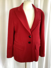 Donna Karan Blazer Uk 12 Fitted Jacket Red Wool Blend Business Formal