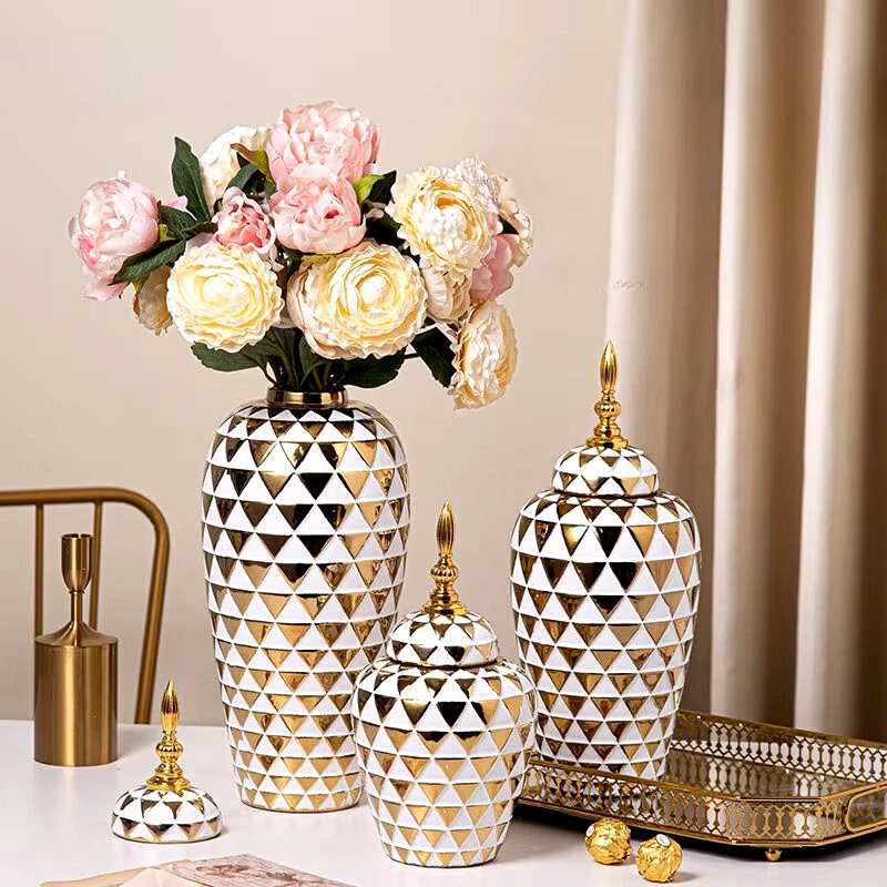 Luxus Größ Weiße Keramik Ginger Jar Vase, Blumen- & Aufbewahrungstopf mit Deckel - Bild 2 von 4