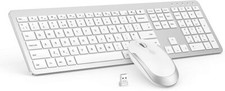 Image of Wireless Keyboard and Mouse Set, seenda Full Size Ultra Slim Quiet USB Keyboard