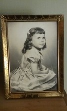 Old Vintage Cabinet Photograph Little Girl in Ornate Metal Frame