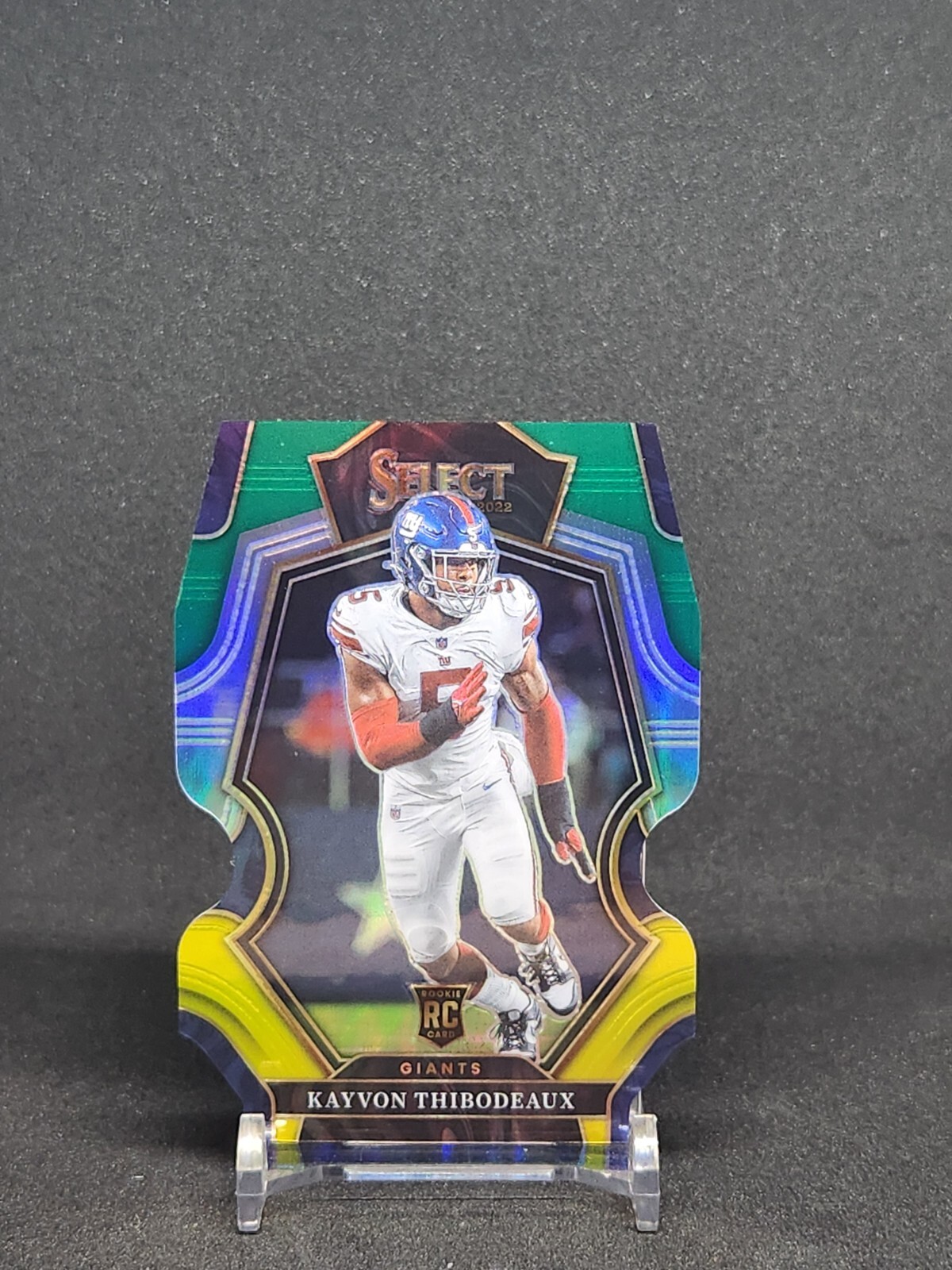 2022 Panini Select - #175 Kayvon Thibodeaux RC - Green & Yellow Prizm Die Cut