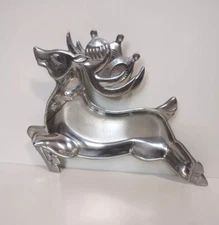 Lenox Yuletide Metal Serveware Reindeer Tray Candy Trinket Dish Christmas Silver