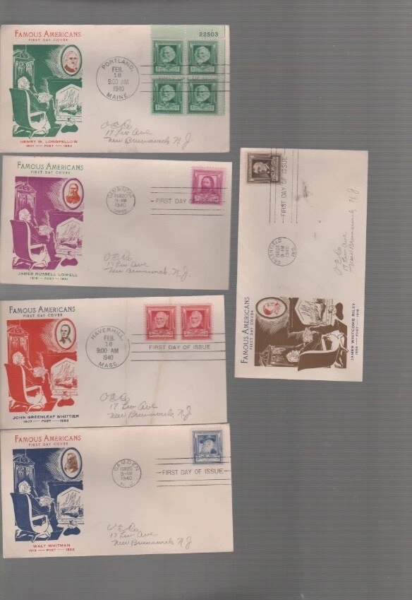 US stamps FDC #859-893 Fidelity  1940 Famous Americans Set of 35  3 (j3 - Image 4 of 4