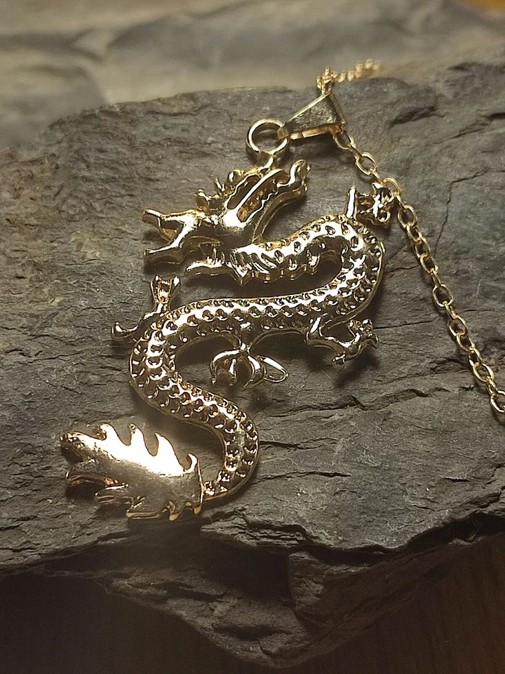 Halskette in Gold Drache Japan Design ce 3,5 Cm - Bild 4 von 4