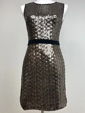 ONE CLOTHING Womens XS Black/Gold Sequin Mesh Sleeveless Mini COCKTAIL DRESS EUC