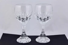SET OF 2 BACCARAT CRYSTAL MASSENA 6-3/8" WHITE WINE GOBLETS - MINT