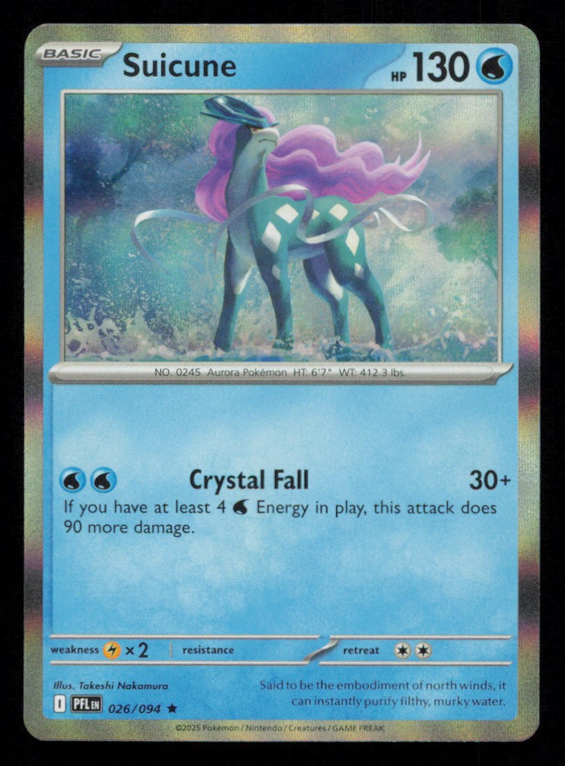 Suicune 026/094 Pokemon Phantasmal Flames Rare Near Mint Holo Card NM