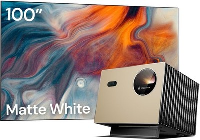 Valerion VisionMaster Pro Triple Laser Projector with 120-in Matte White Screen