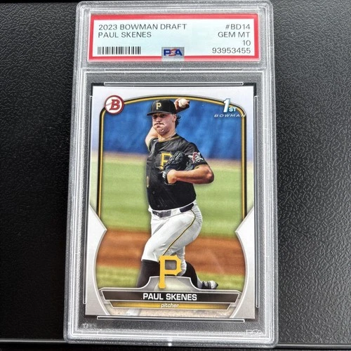 🪶PAUL SKENES 2023 BOWMAN PAPER 1ST ROOKIE PIRATES GRADED PSA 10 GEM MINT RC