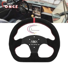 13 325mm D-shaped Sports Racing Drift Steering Wheel Flat Suede Leather Black
