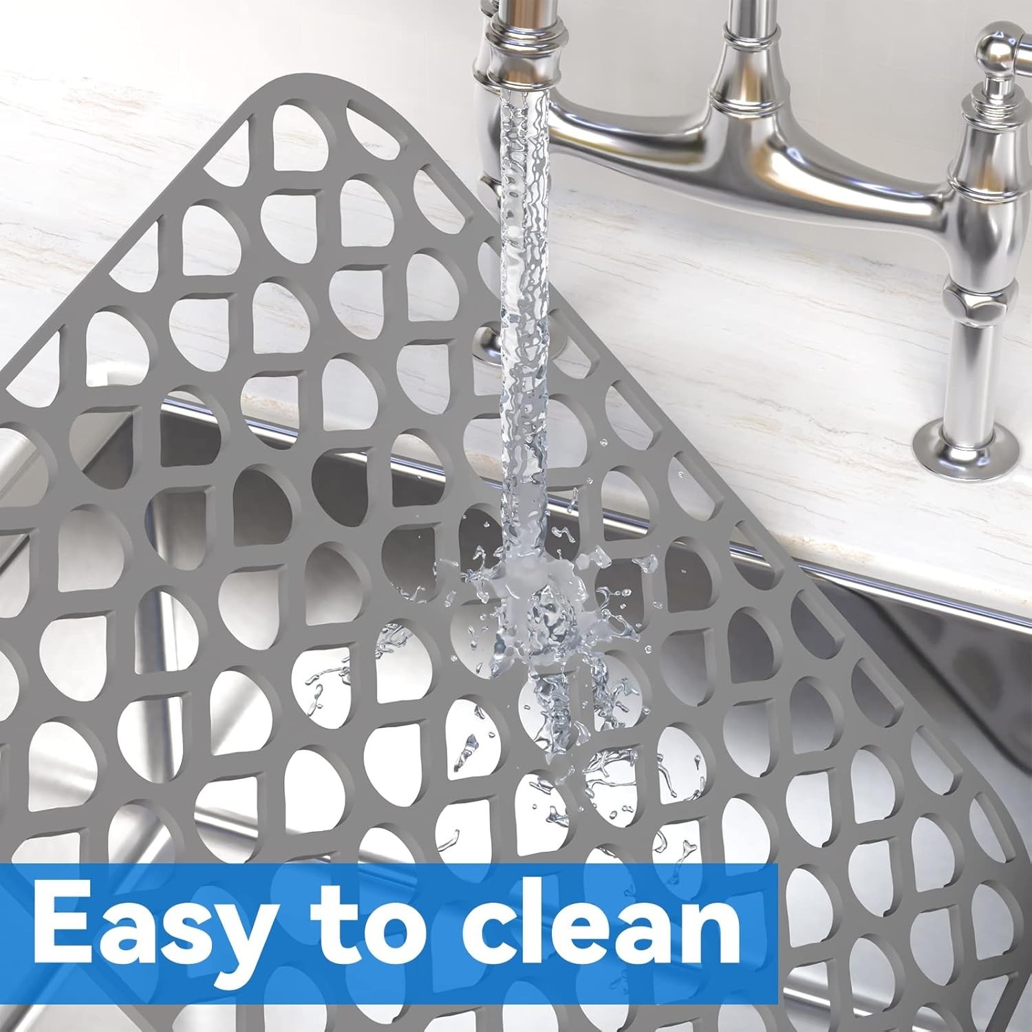 TOOVEM 14''x12'' Silicone Mat Kitchen Sink Protectors Non-Slip Folding 2-pack