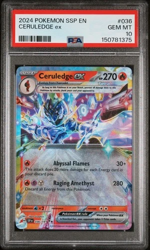 2024 POKEMON SSP EN-SURGING SPARKS #036 CERULEDGE EX PSA 10
