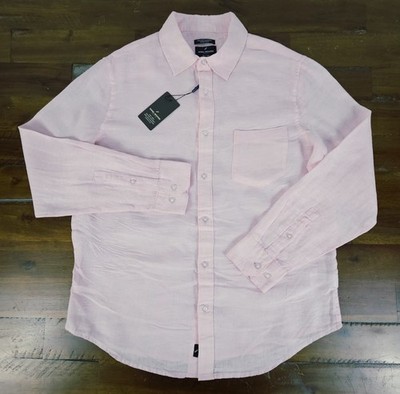Daniel Hechter Shirt Mens M Pink 100% European Flax Linen Long Sleeve $99 NWT
