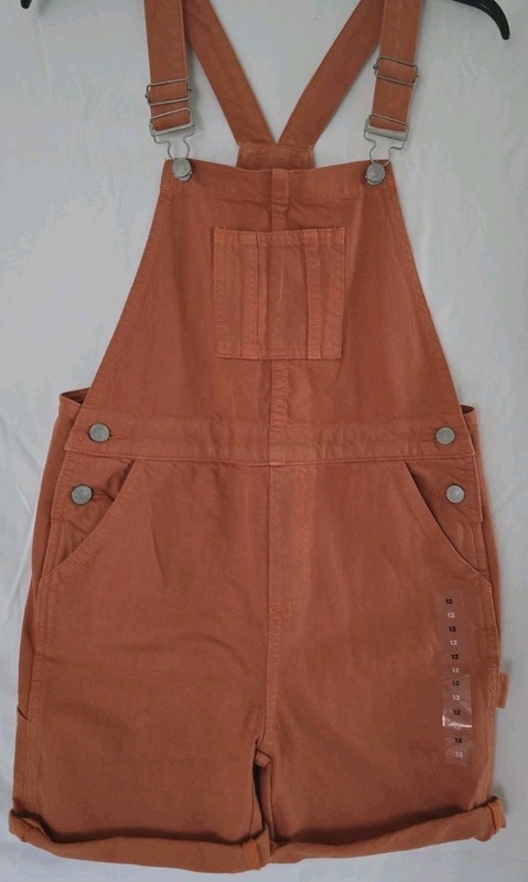 NWT Girls PACSUN Kids OVERALL Demin Shorts Orange Sz 12
