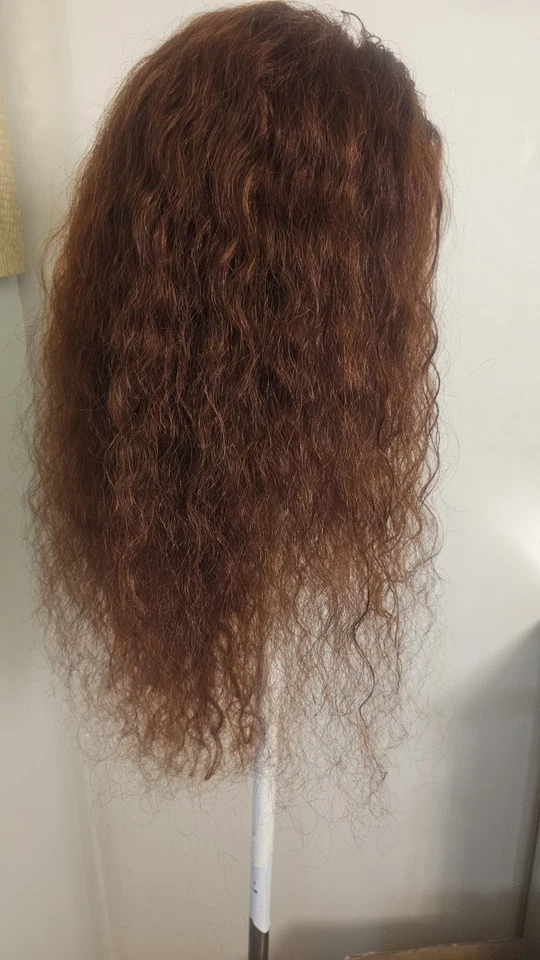 High-Quality Regular Top 24" Dark Red Wavy 150% Virgin Human Hair  Lace Wig  - Image 2 of 4