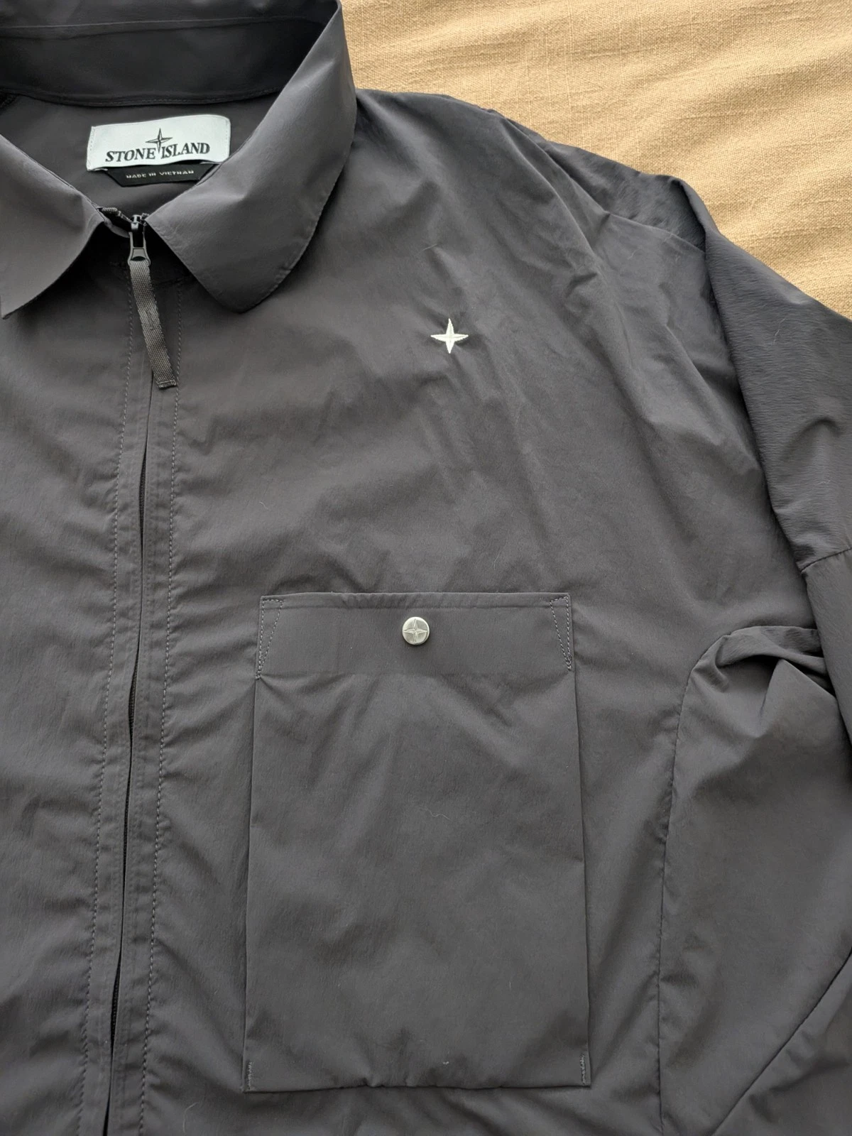 STONE ISLANDGray 1200016 Recycled Stretch Nylon Tela StellinaJacket SIZE M - product detail image 4