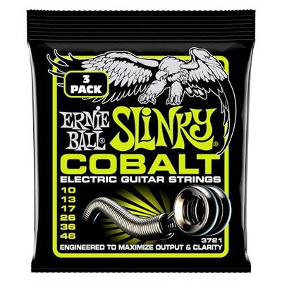 Ernie Ball Regular Slinky Cobalt Electric Guitar Strings 3-pack, 10-46 Gauge ...